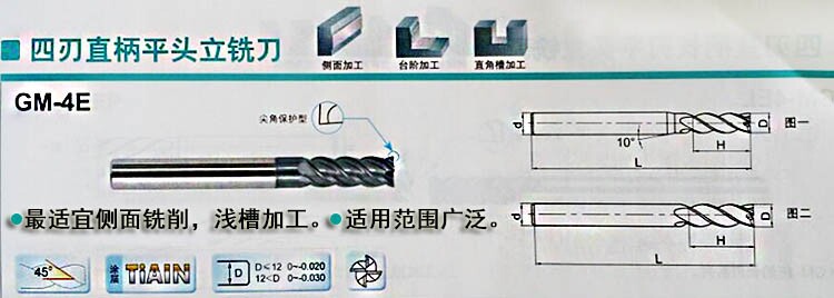 批发正品株洲钻石数控刀具钨钢立铣刀GM-4E-D2.0-20.0