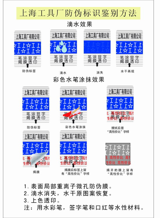 上海工具厂产品新防伪标识鉴别方法