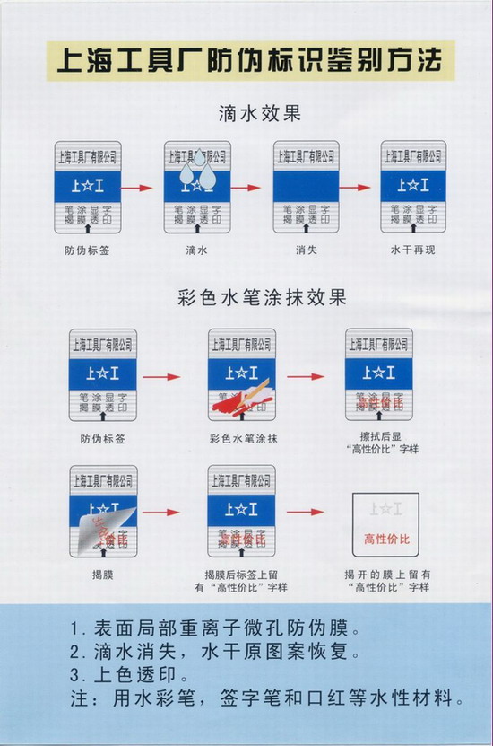 上海工具厂产品新防伪标识鉴别方法